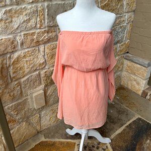 Peach Over-the-Shoulder Long Sleeve Tobi Dress